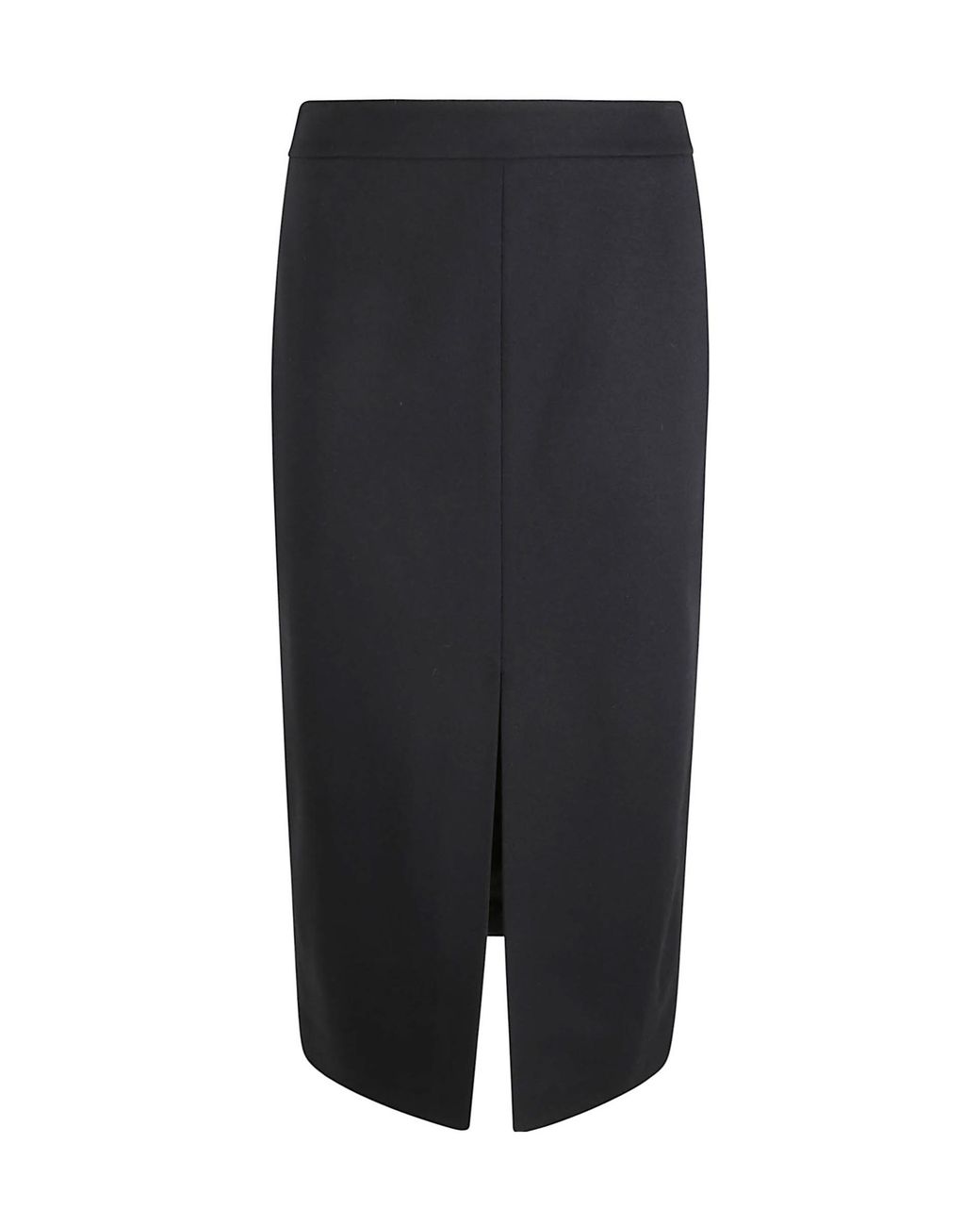 True Royal Black Slit Midi Skirt