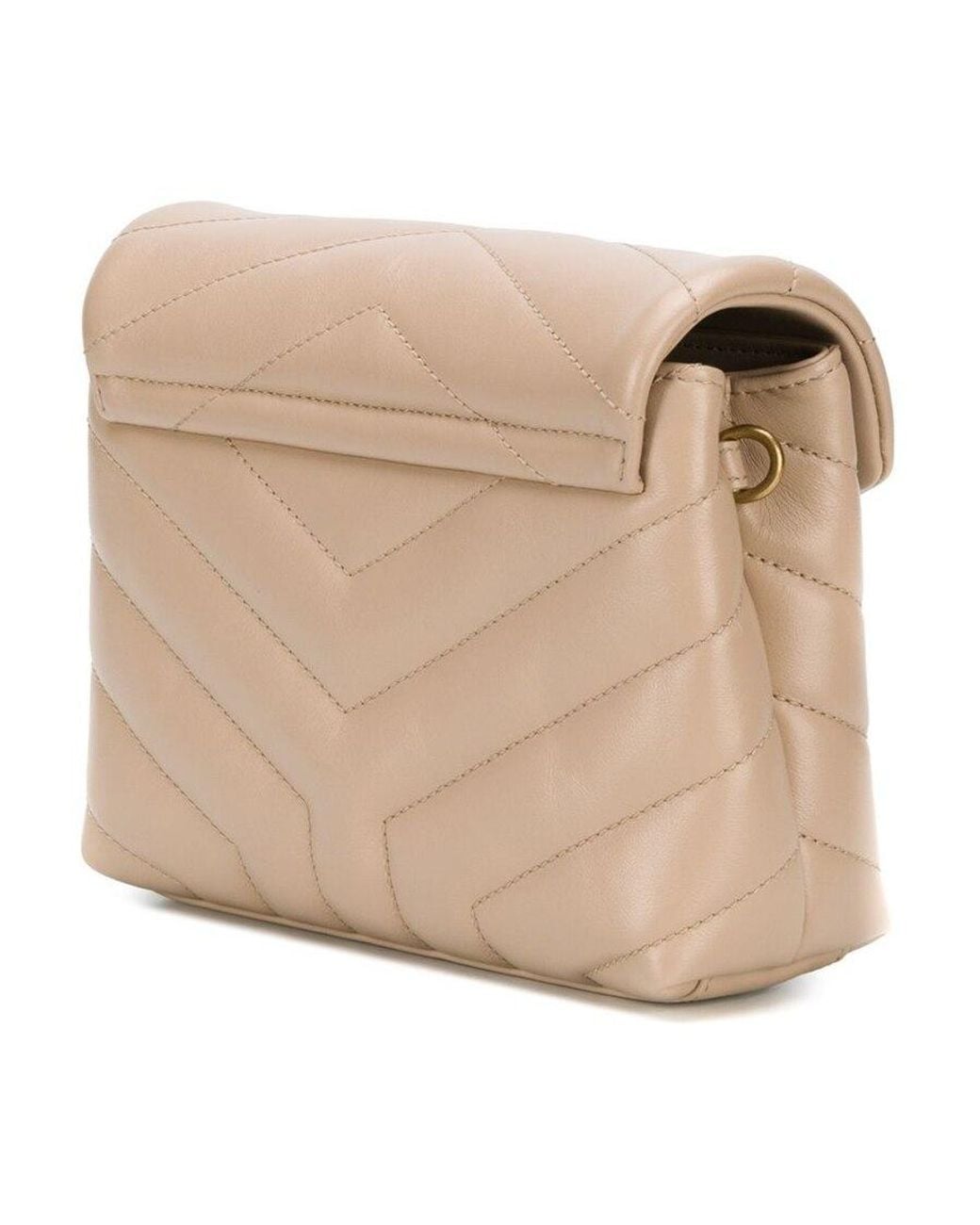 Saint Laurent Natural Loulou Toy Logo Plaque Shoulder Bag