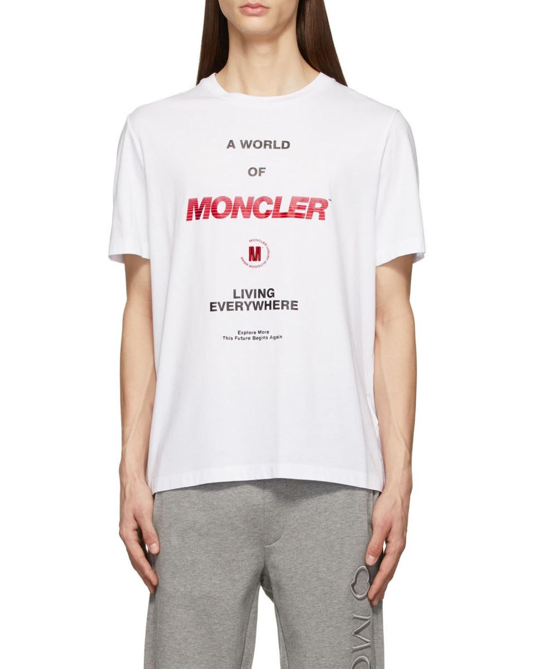 Moncler White Logo Print T-Shirt for men