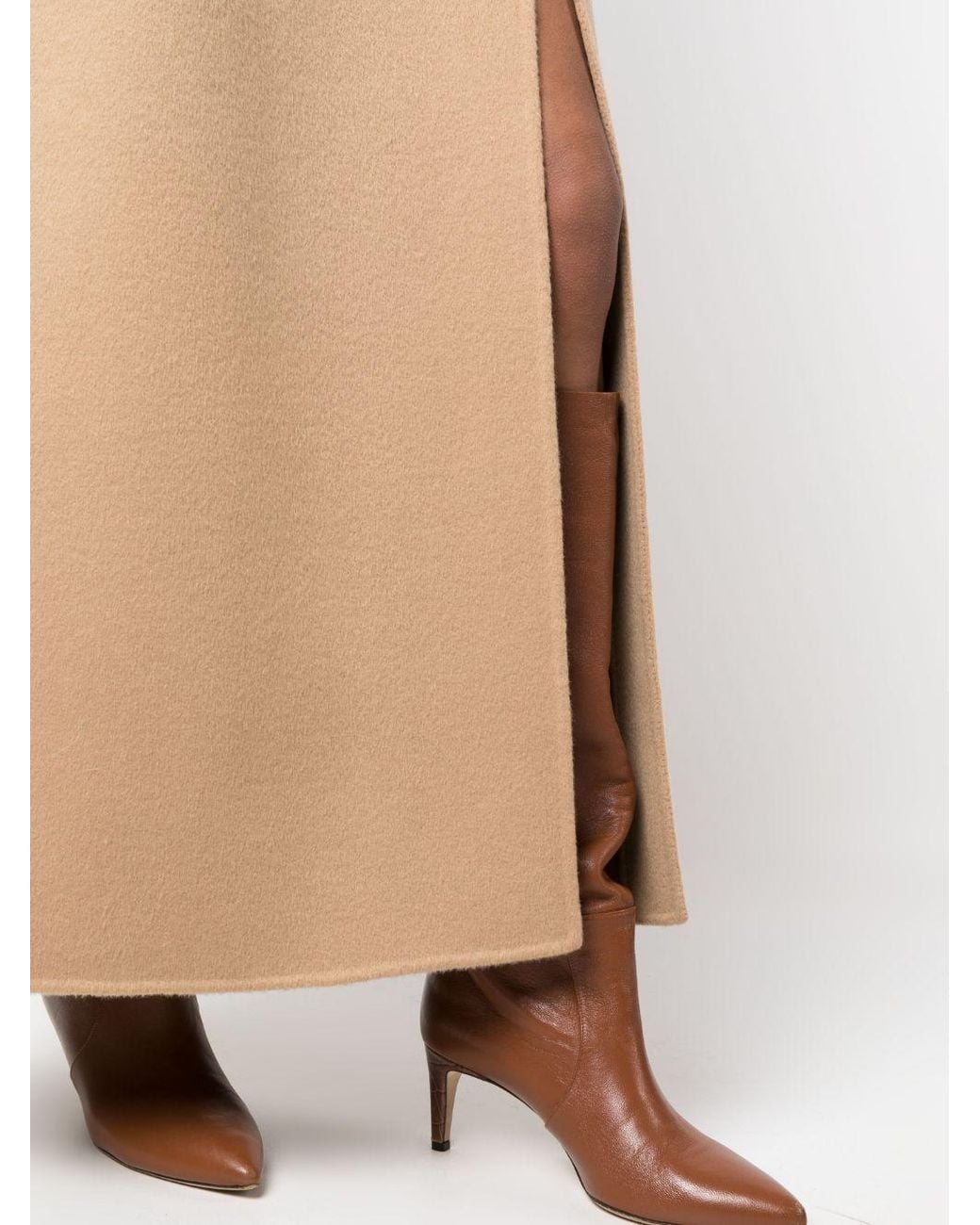 P.A.R.O.S.H. Natural Zip-Up Straight Wool Skirt