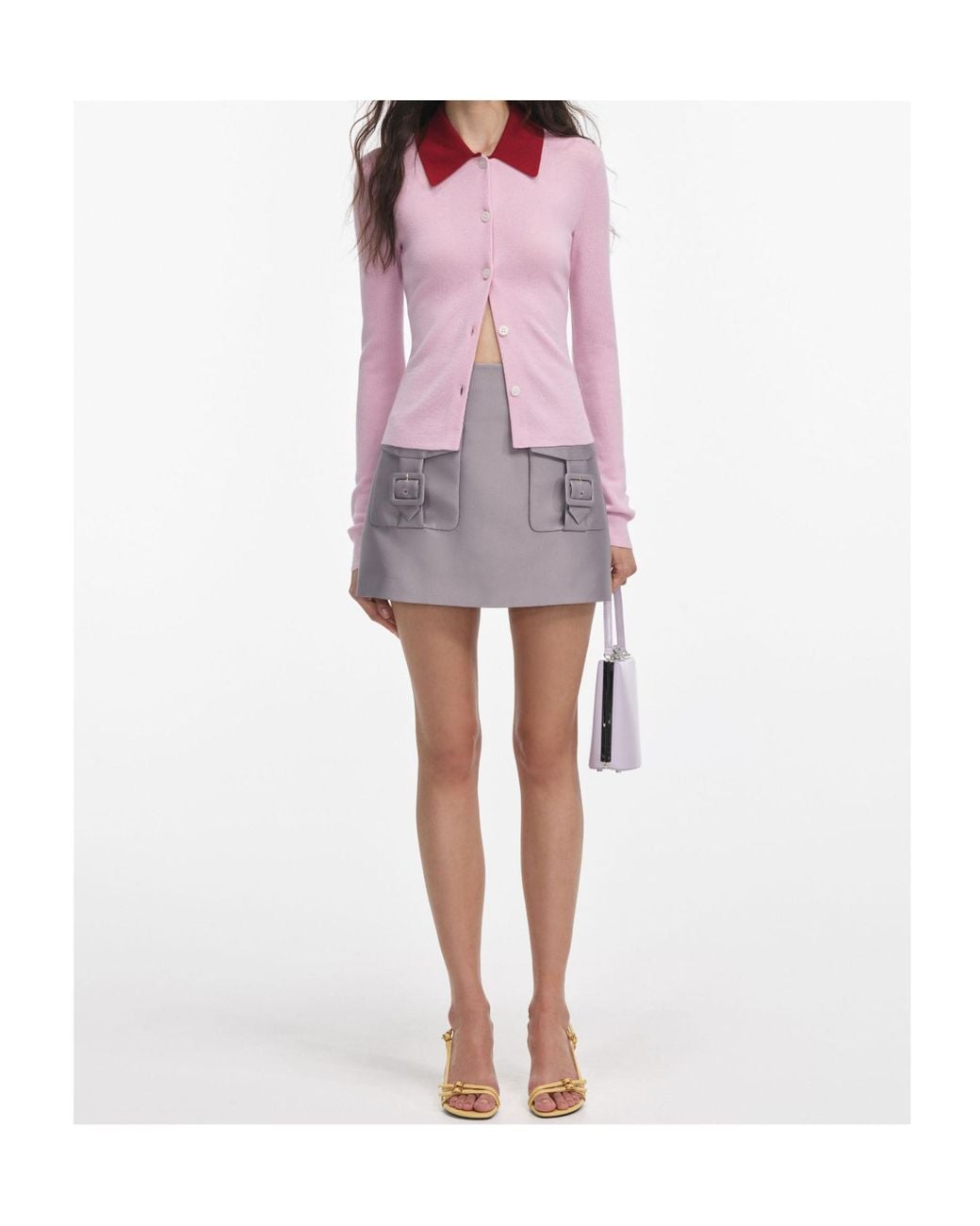 Self-Portrait Pink Buttoned Knitted Cardigan