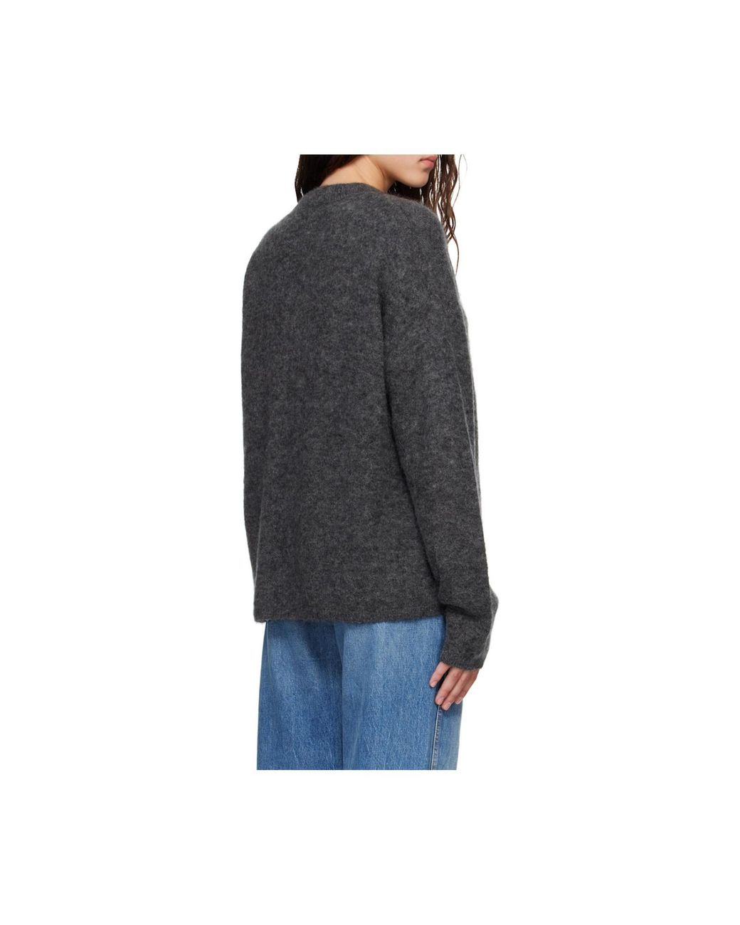 Frankie Shop Gray Oversized Crew Neck Knitted Jumper