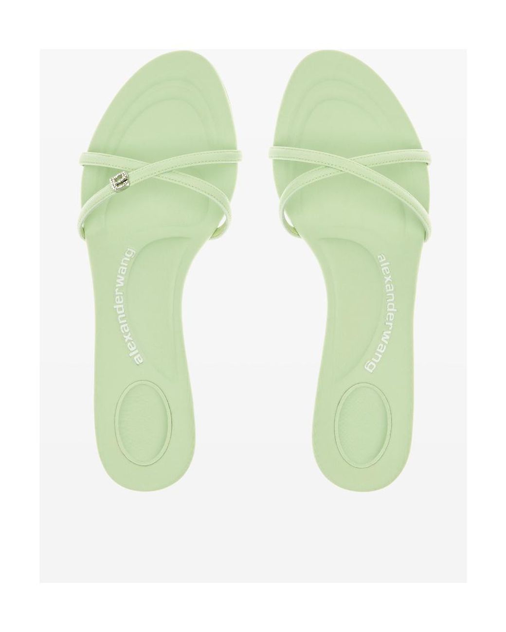 Alexander Wang Green Logo High-Heeled Slippers