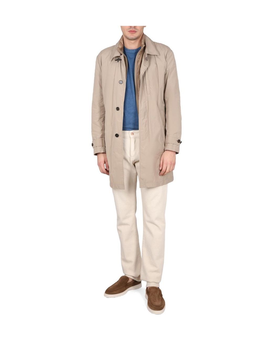 Fay Brown Single-Breasted Utility Coat for men