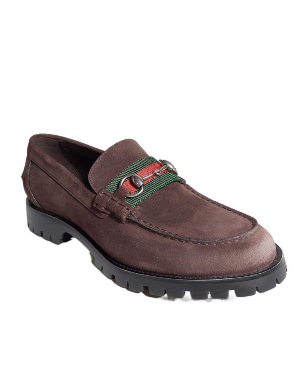 Gucci Brown Horsebit Lug Sole Loafers for men