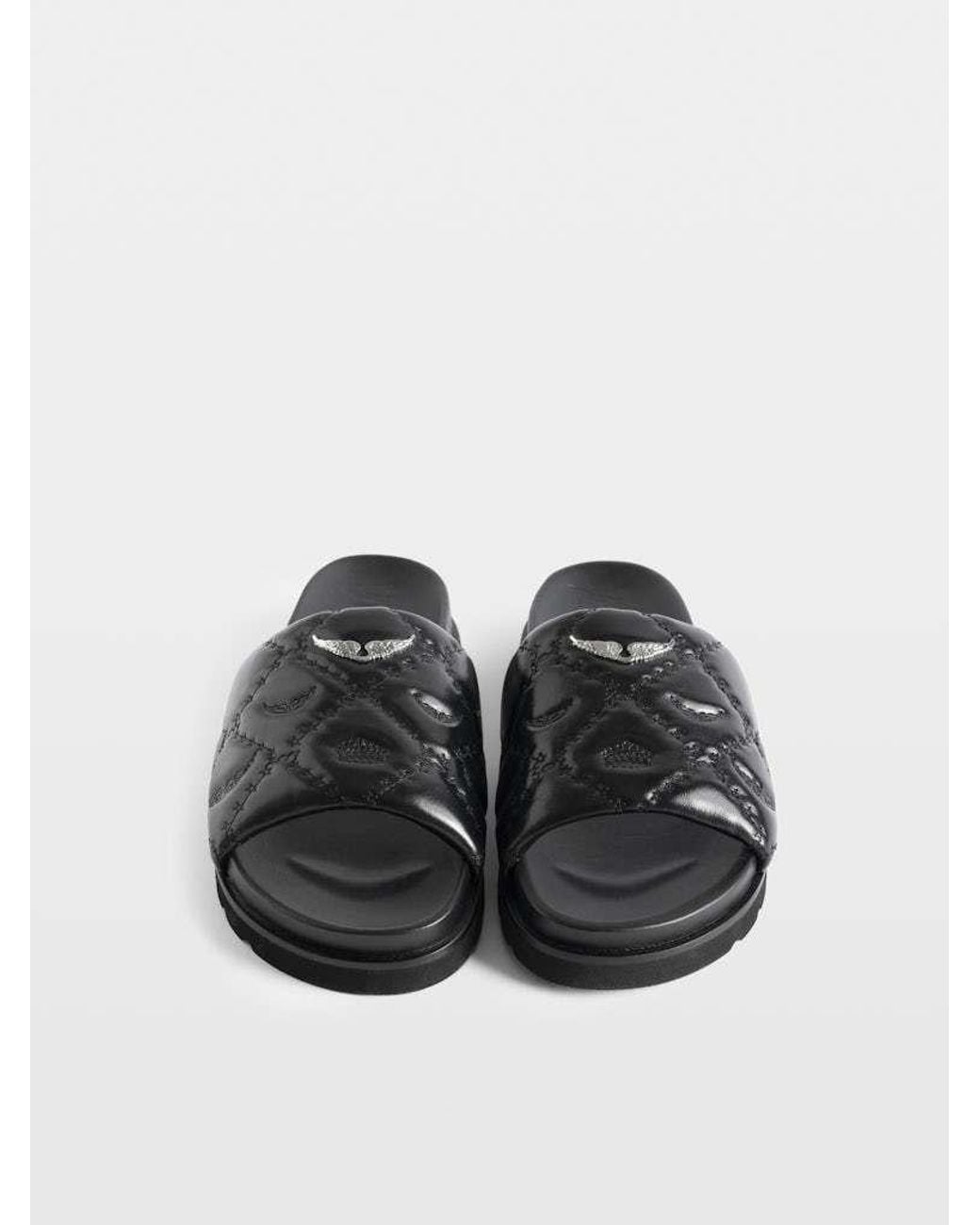 Zadig & Voltaire Black Wing Pattern Slippers