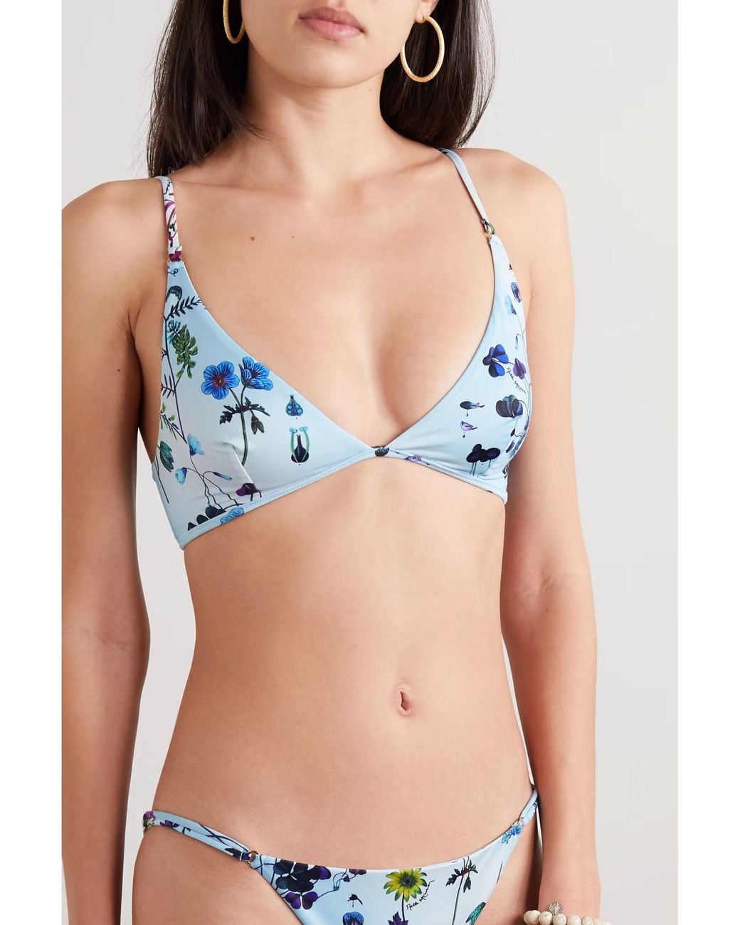 Stella McCartney Blue Floral Print Bikini Top