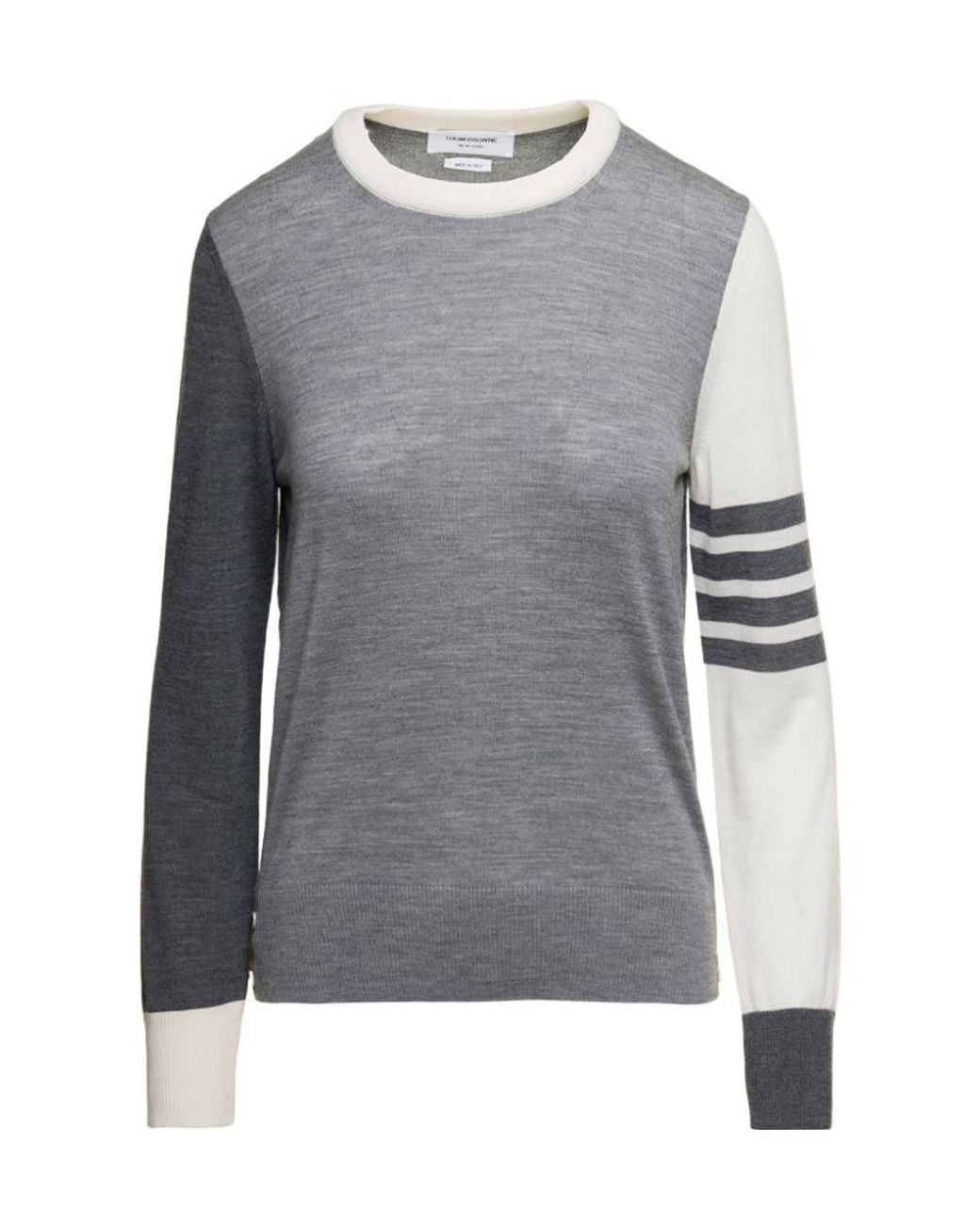Thom Browne Gray Rwb Striped Knitted Crewneck Jumper