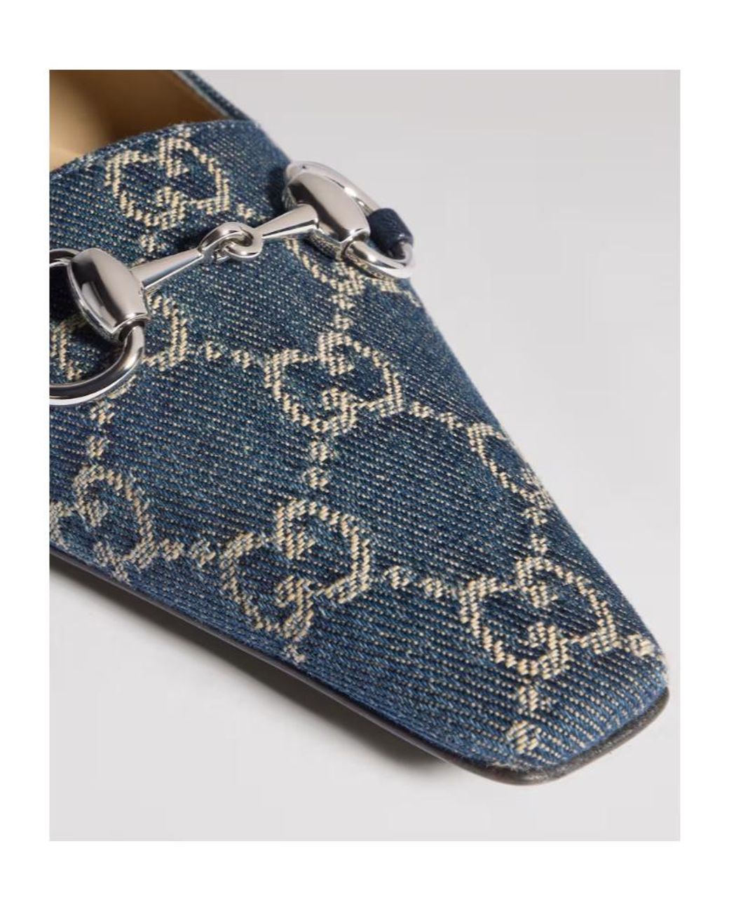 Gucci Blue Vittoria Logo Ballet Flats
