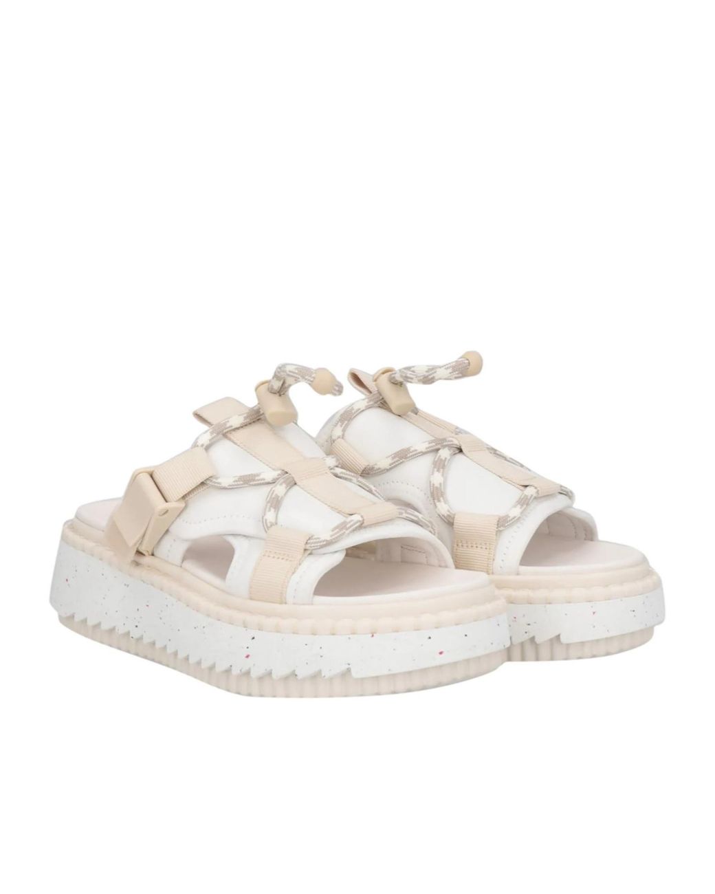 Chloé White Two-Color Leather Sandals