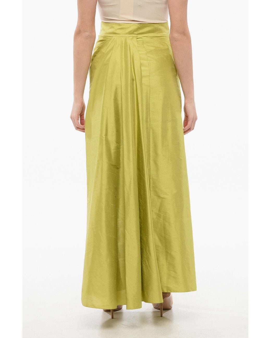Dior Yellow Front-Draped Wrap Skirt