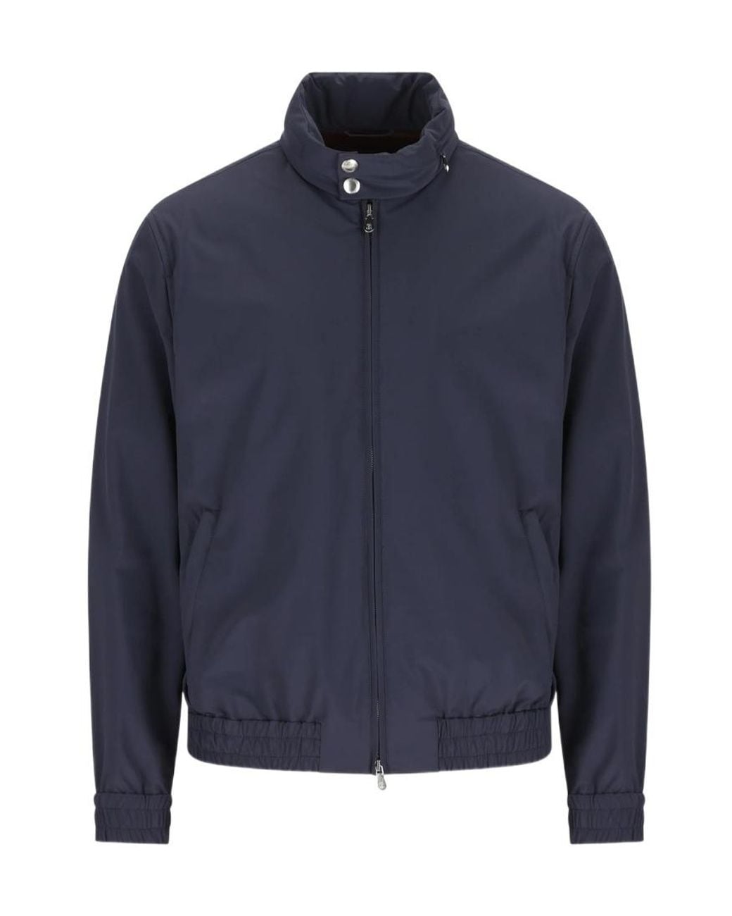 Brunello Cucinelli Blue Elasticated Hem Zipped Bomber Jacket for men