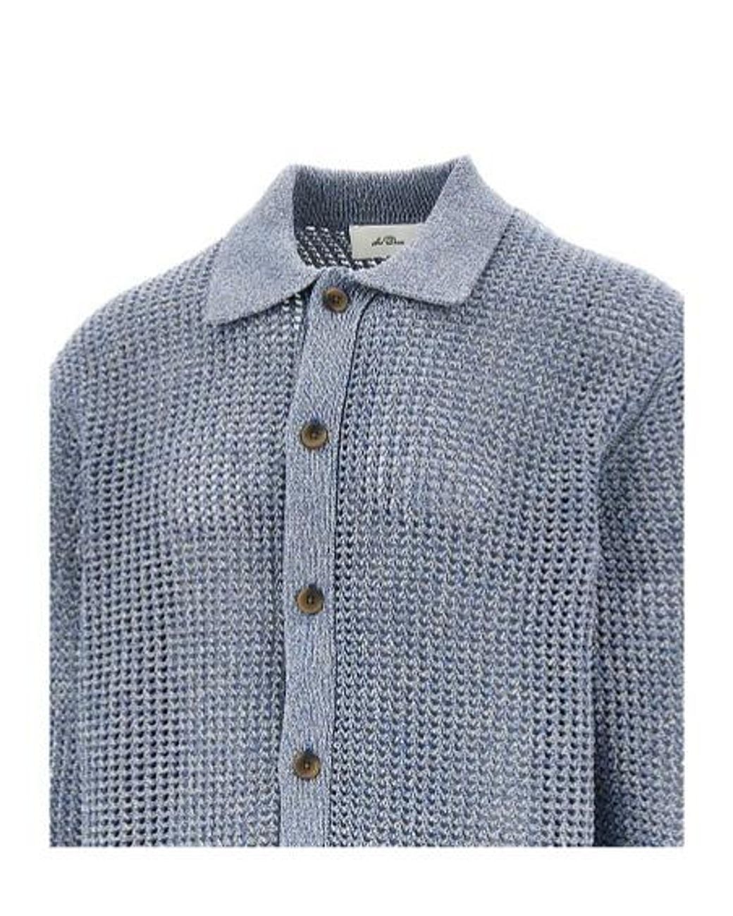 Les Deux Blue Gerald Open Knit Shirt for men