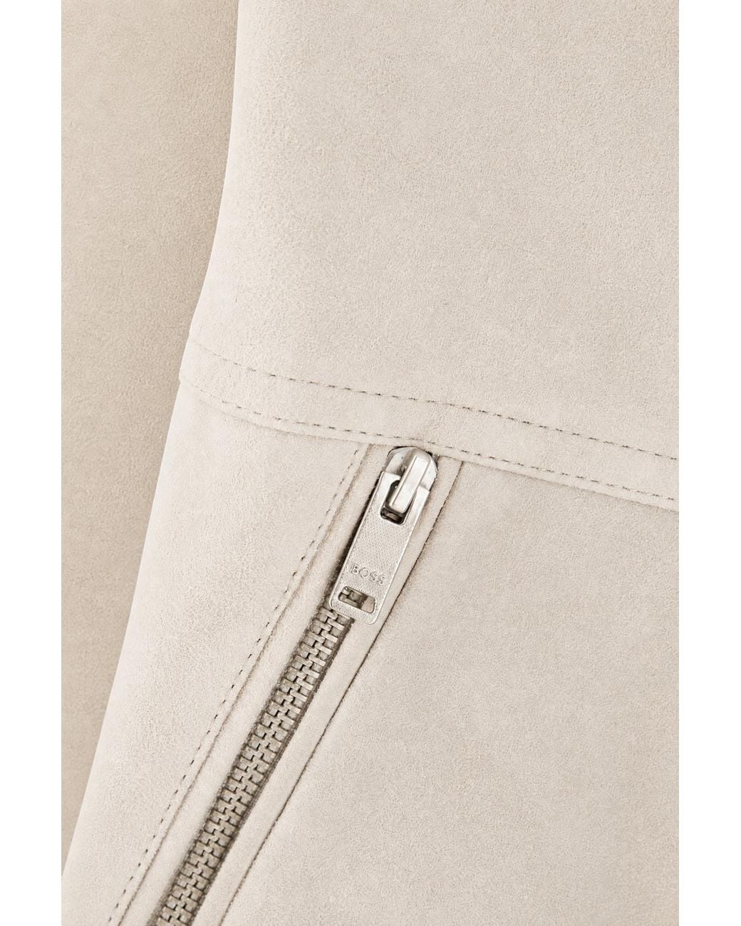 Boss Gray Leather Bomber Jacket for men