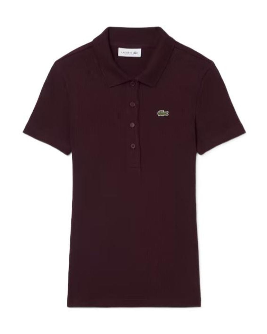 Lacoste Red Ribbed Logo-Patch Polo Top