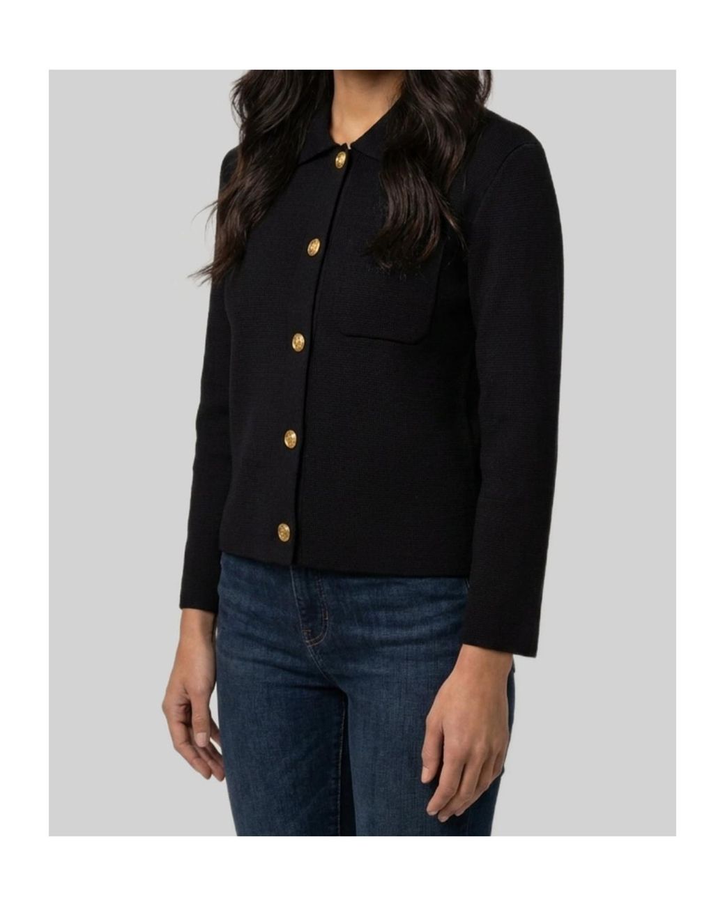Saint Laurent Blue Virgin Wool Collar Cardigan