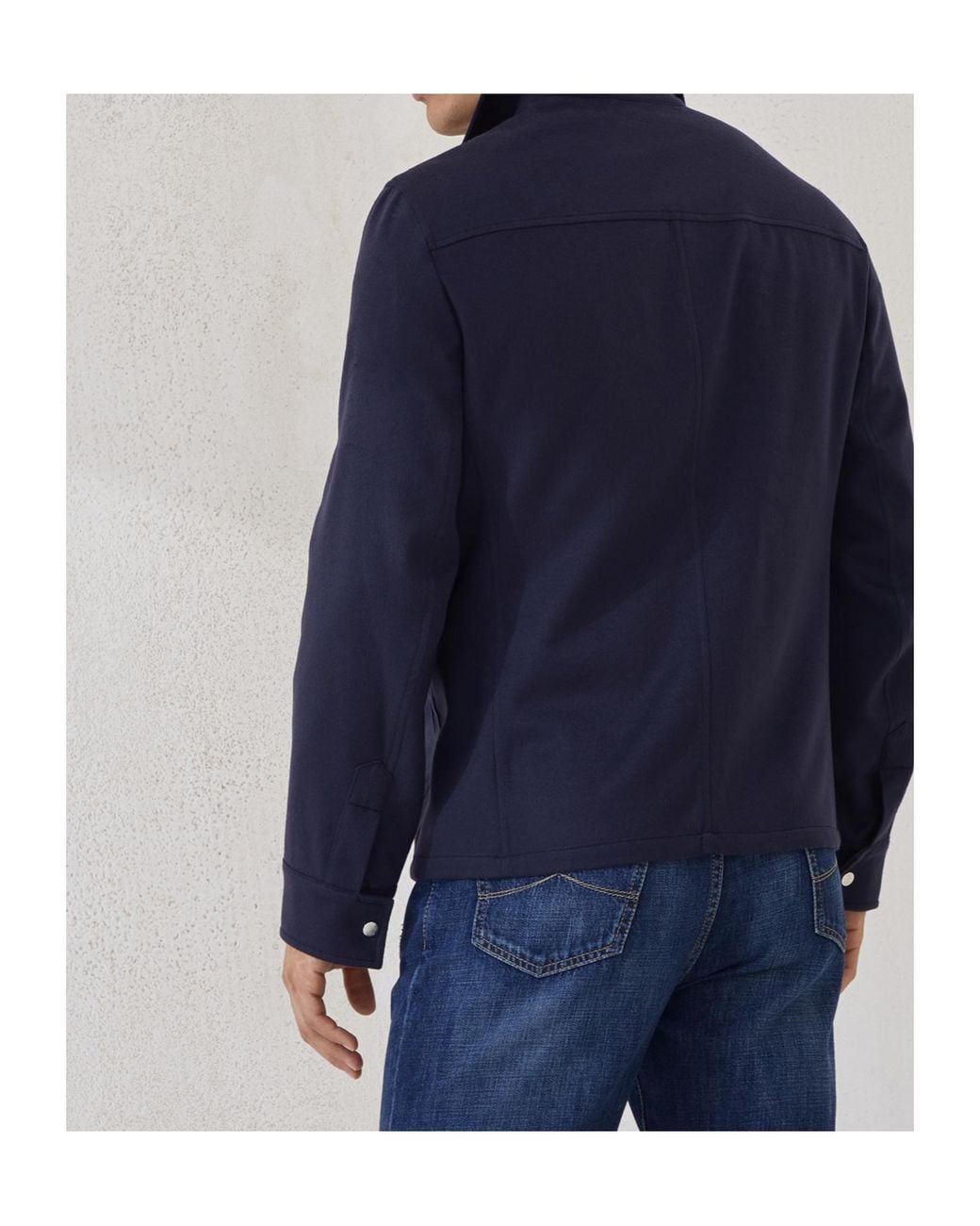 Brunello Cucinelli Blue Cashmere Shirt Jacket for men