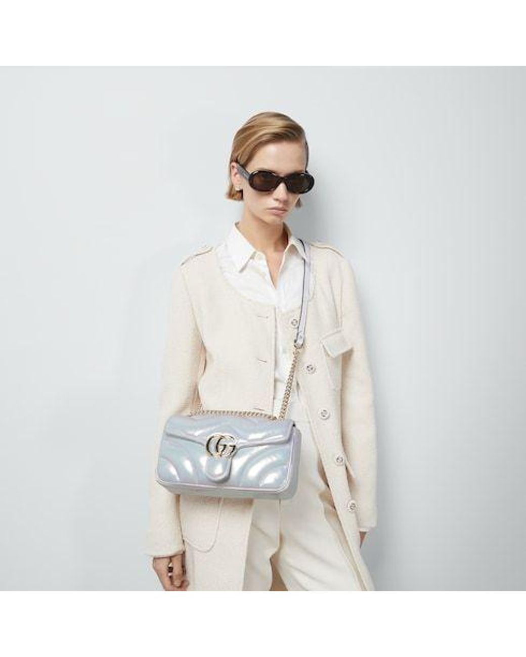 Gucci Gray Gg Marmont Small Shoulder Bag