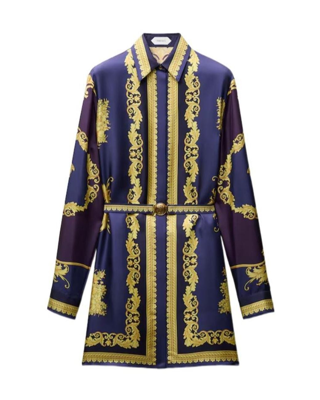 Versace Blue Printed Twill Mini Dress