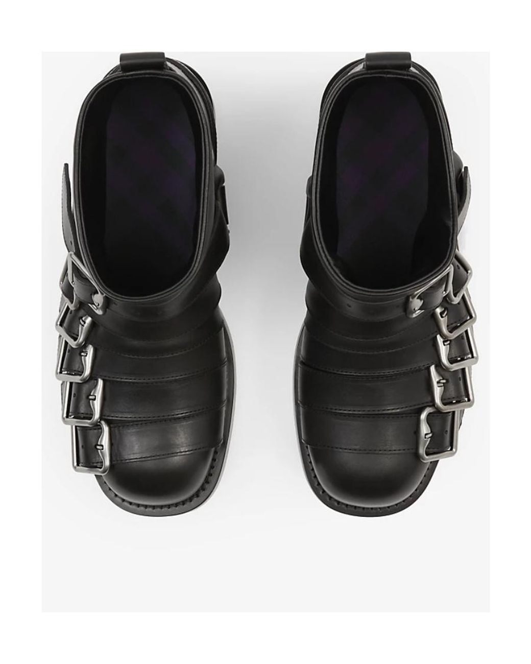 Burberry Black Buckle-Detail Leather Boots