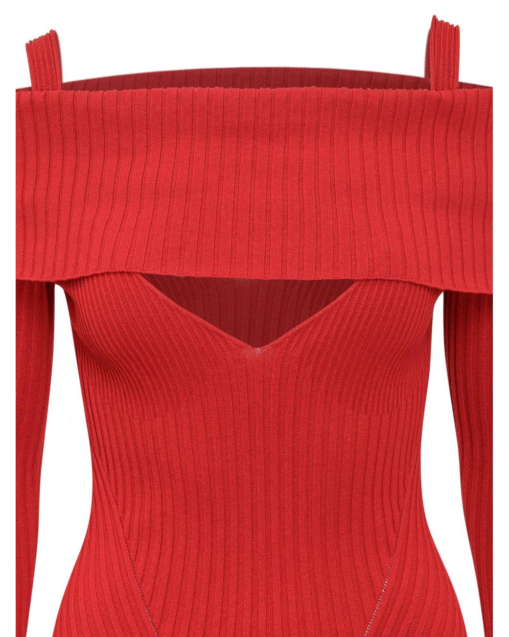 ANDREADAMO Red Off-Shoulder Knit Dress
