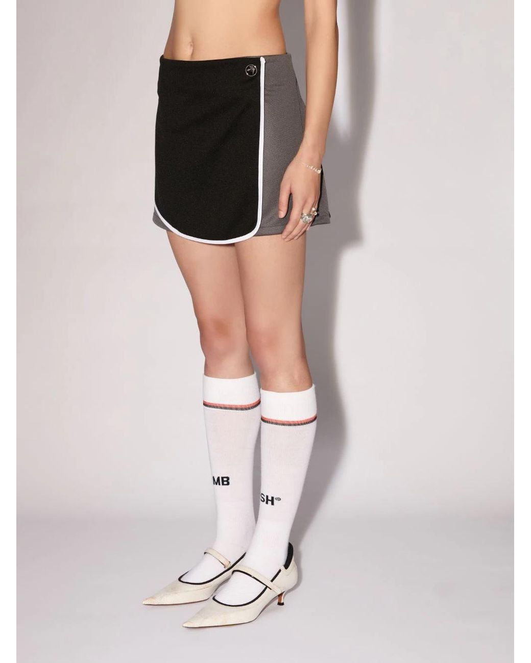 Ambush Black Back Pleat Detailed Mini Track Skirt