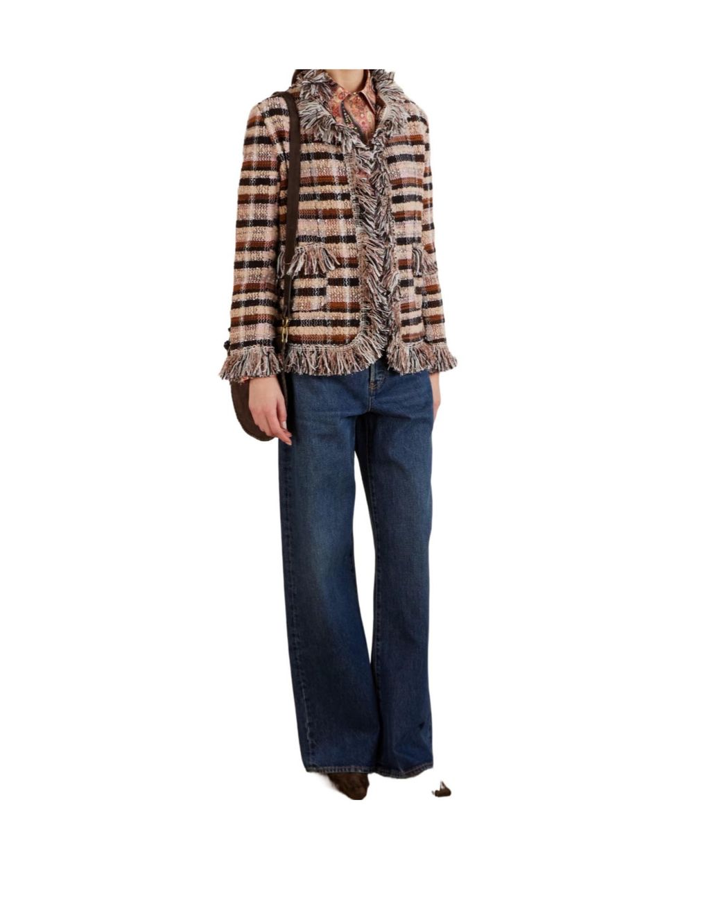 Etro Multicolor Fringed Checked Tweed Jacket