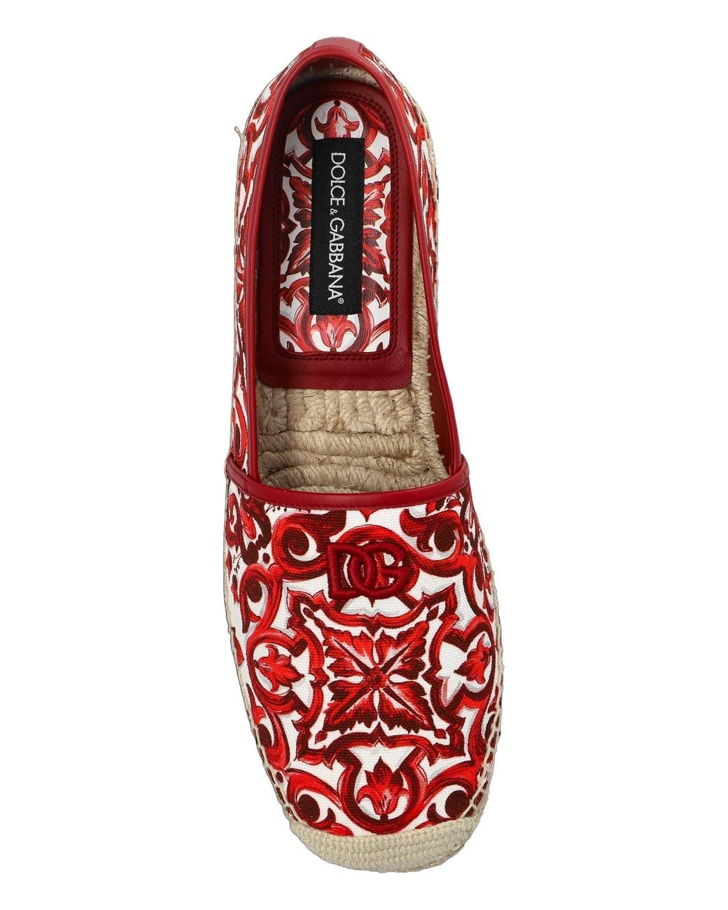 Dolce & Gabbana Red Majolica-Printed Espadrilles for men
