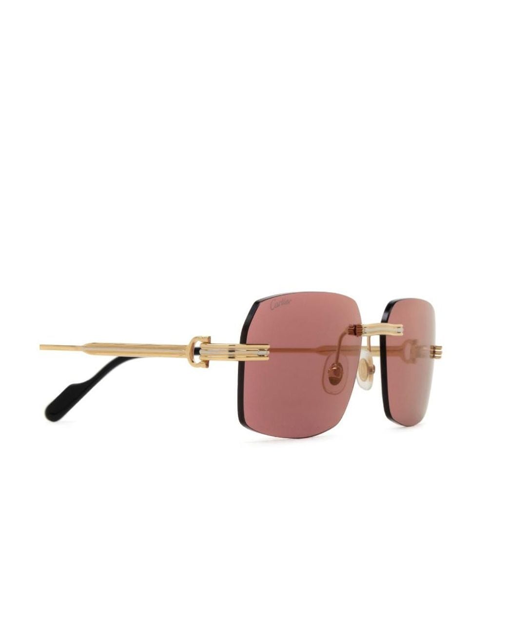 Cartier Pink Rectangular Frame Sunglasses for men
