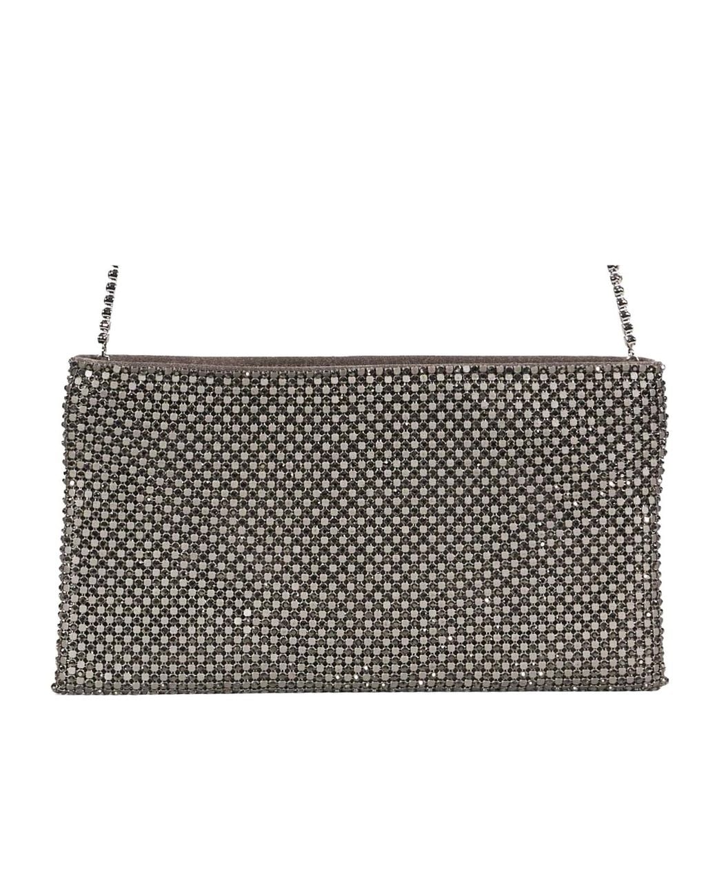 Benedetta Bruzziches Gray La Petite Crystal-Embellished Chain-Strap Crossbody Bag