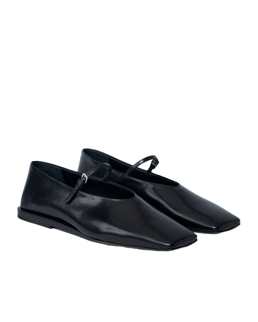 Jil Sander Black Ankle Buckle Strap Flat Shoes