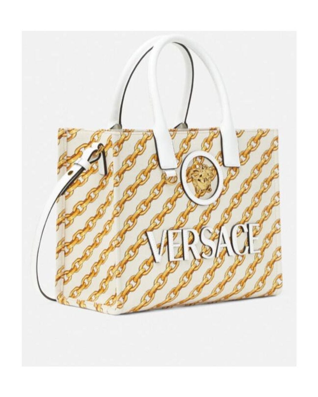 Versace Metallic Logo-Printed Top Handle Bag