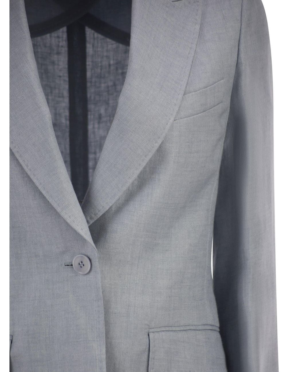 Weekend by Maxmara Blue Single-Breasted Linen Blazer
