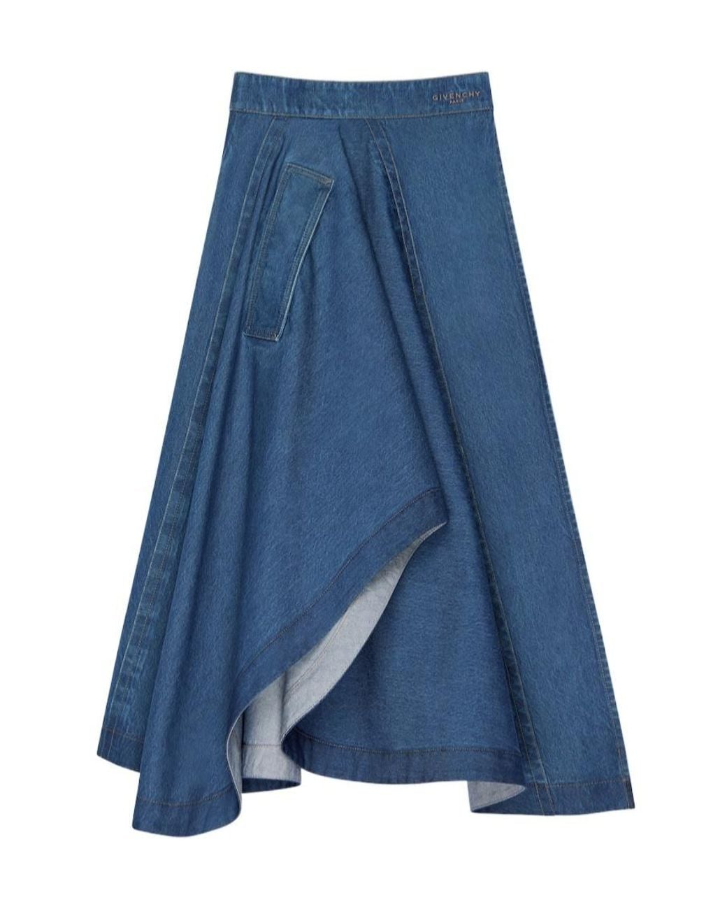 Givenchy Blue Denim Asymmetric Skirt