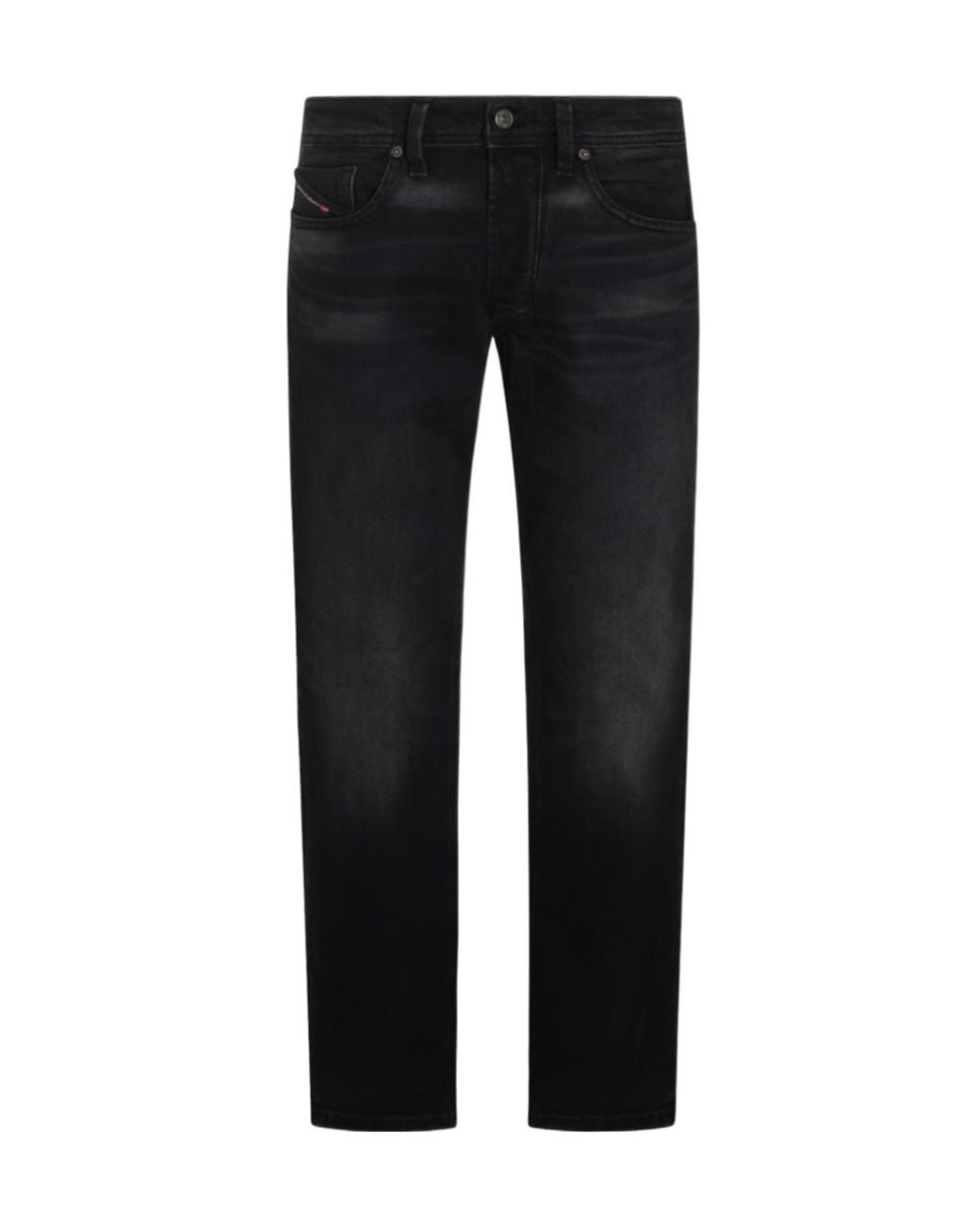 DIESEL Black Logo Patch Straight-Leg Skinny Jeans for men