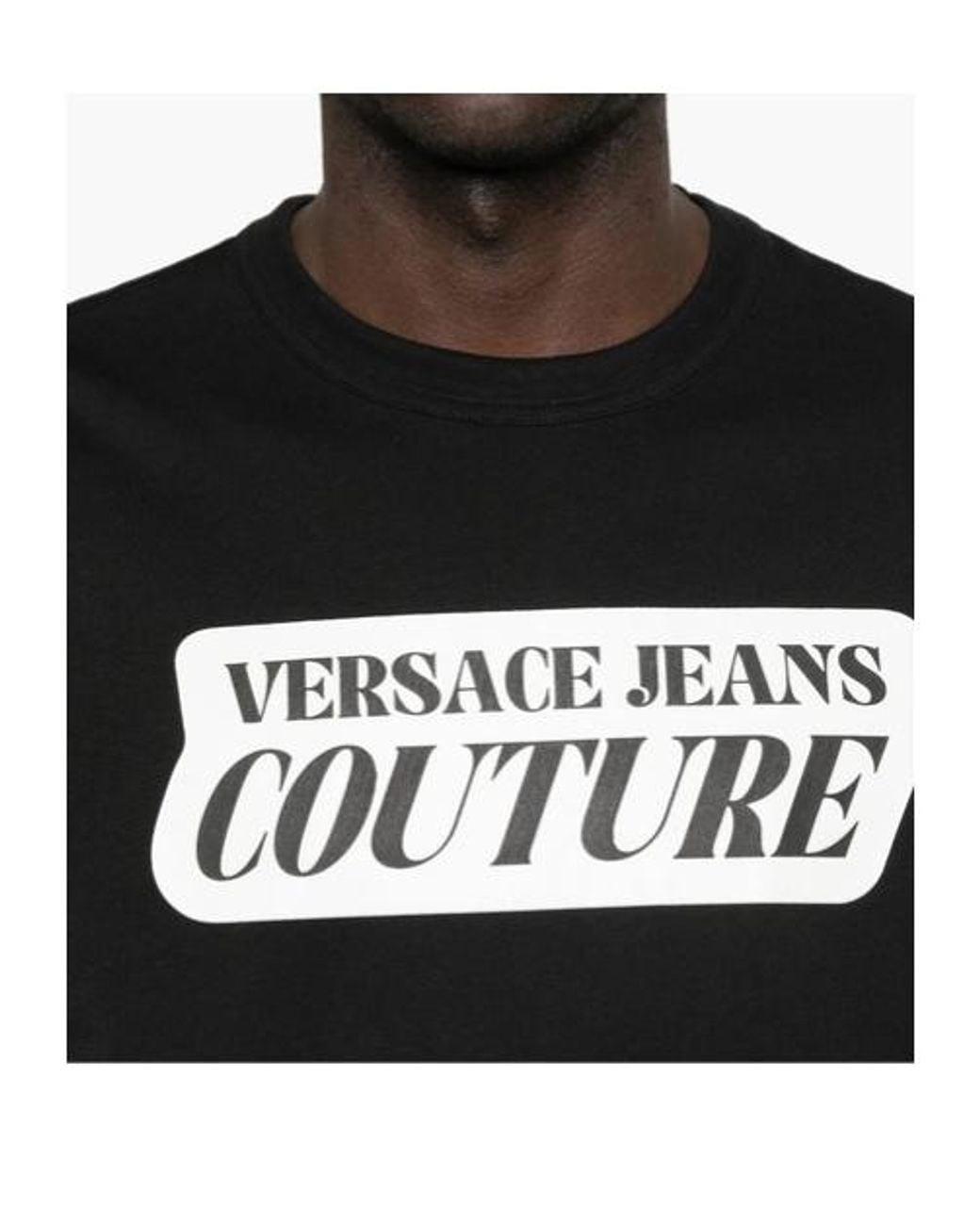 Versace Black Jeans Couture Logo Printed Crewneck T-Shirt for men