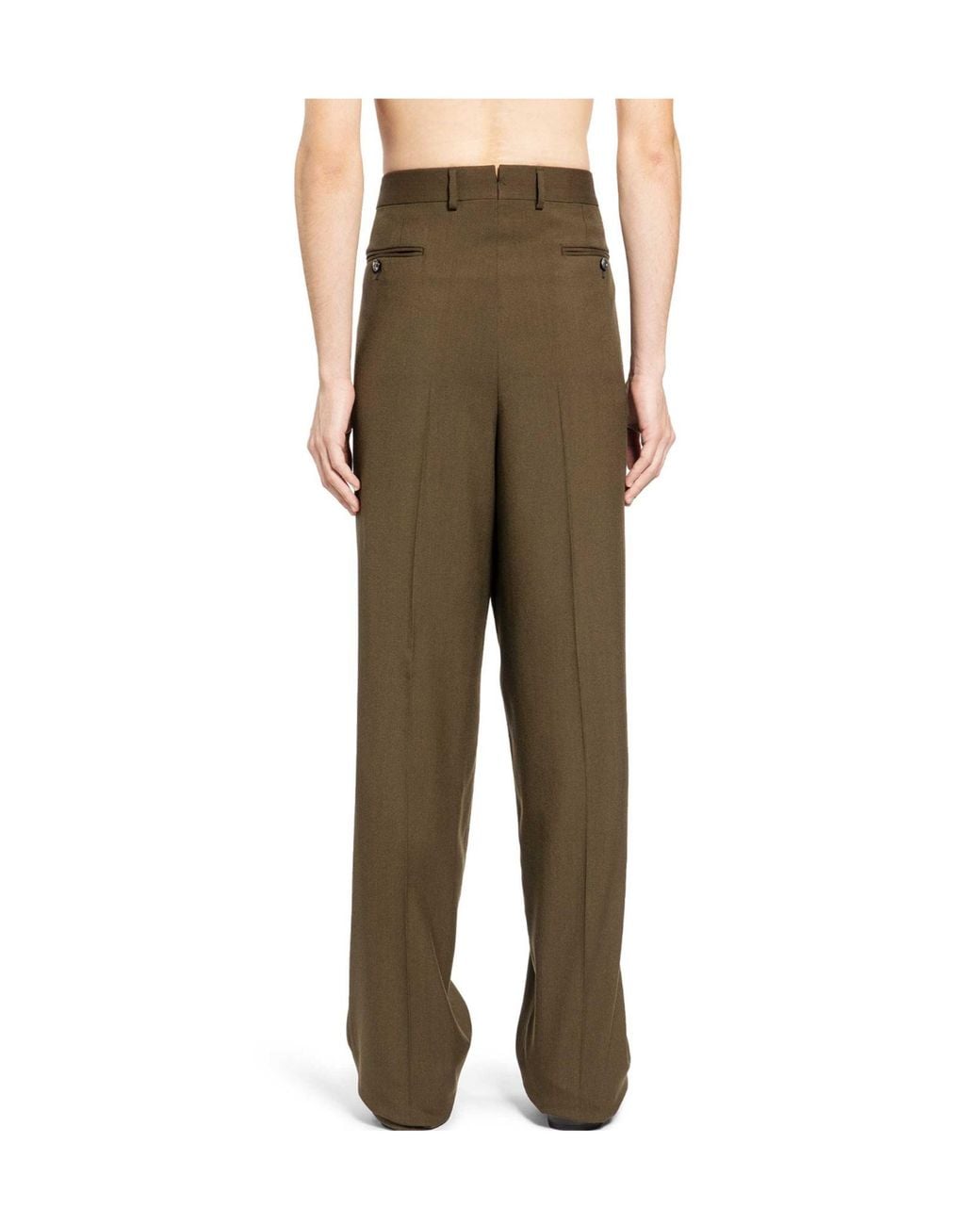 Tom Ford Green Double-Pleat Wool Trousers for men