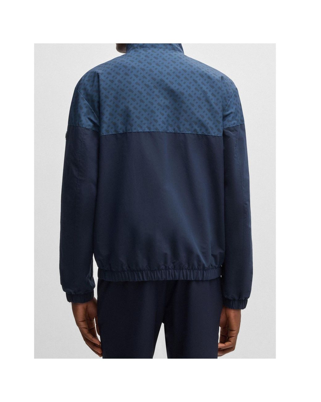 Boss Blue High Collar Long Sleeve Casual Jacket for men