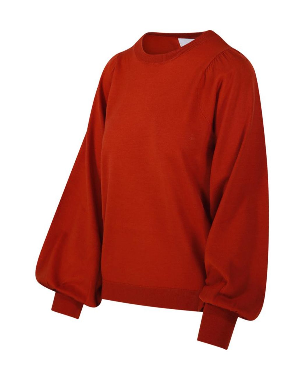 Nude Red Puff-Sleeve Crew-Neck Sweater