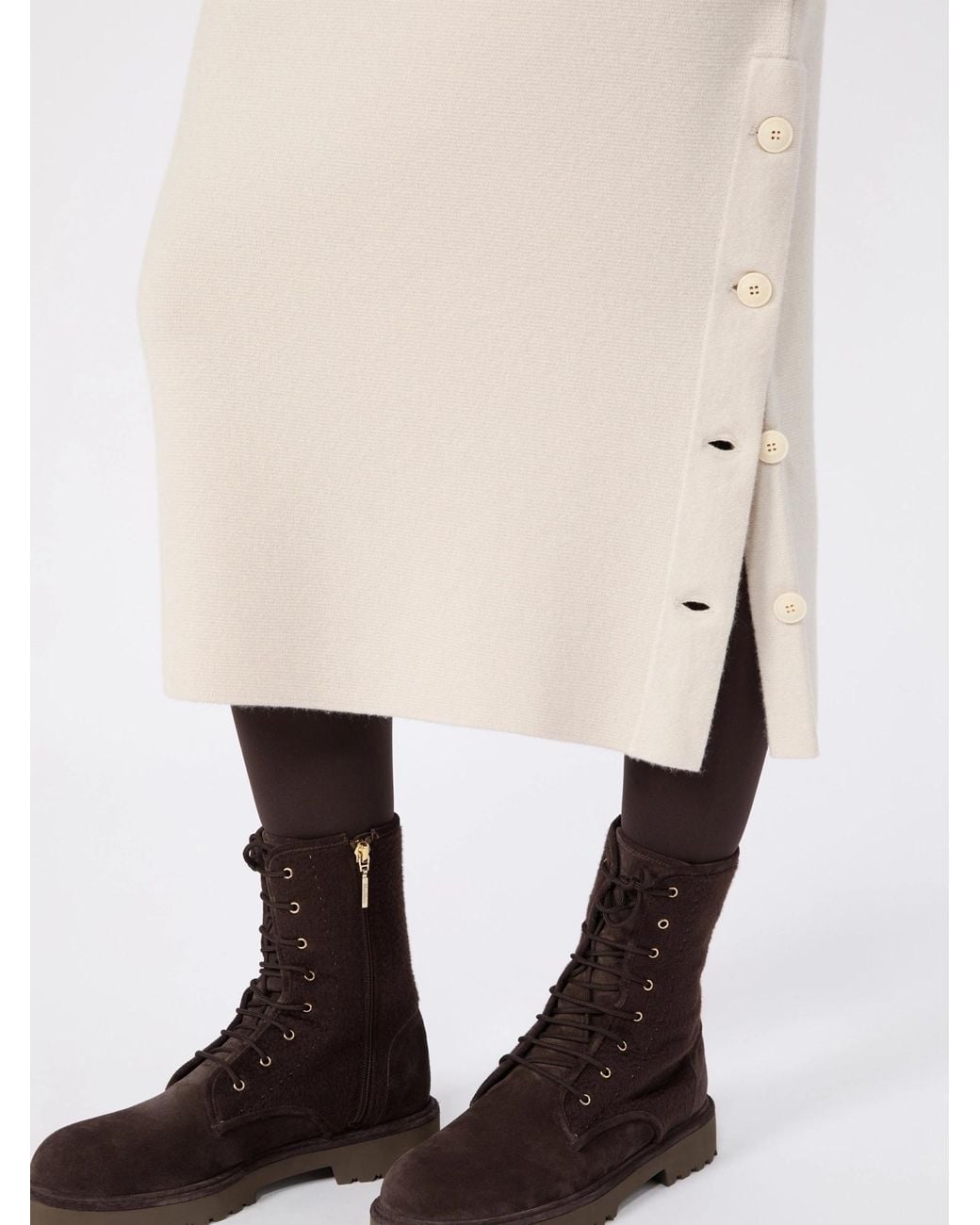 Max Mara White Elastic Waist Midi Skirt