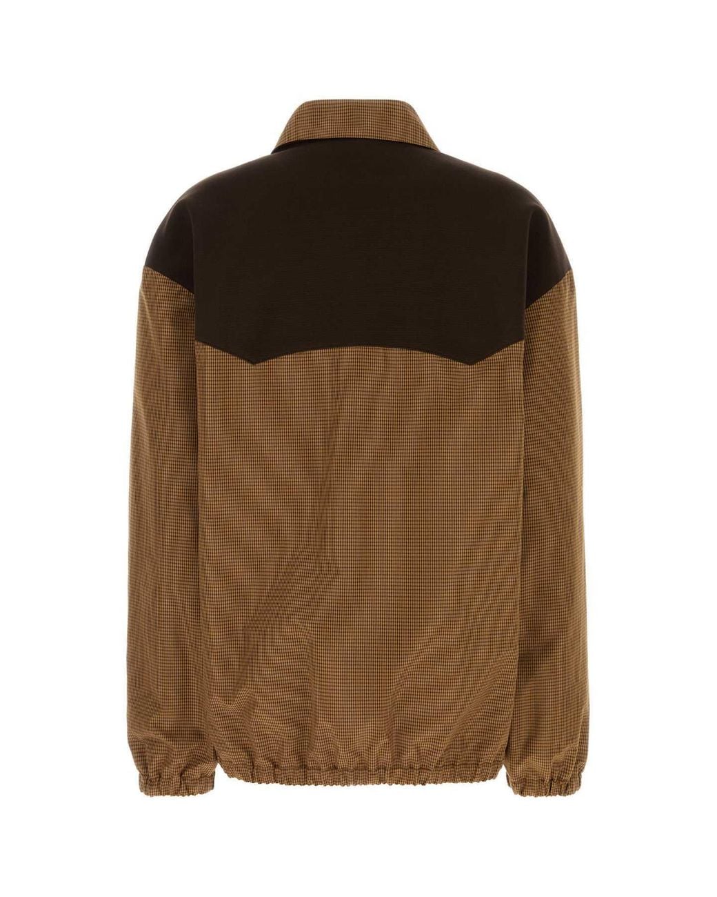 Miu Miu Brown Cotton Gingham Print Blouson Jacket