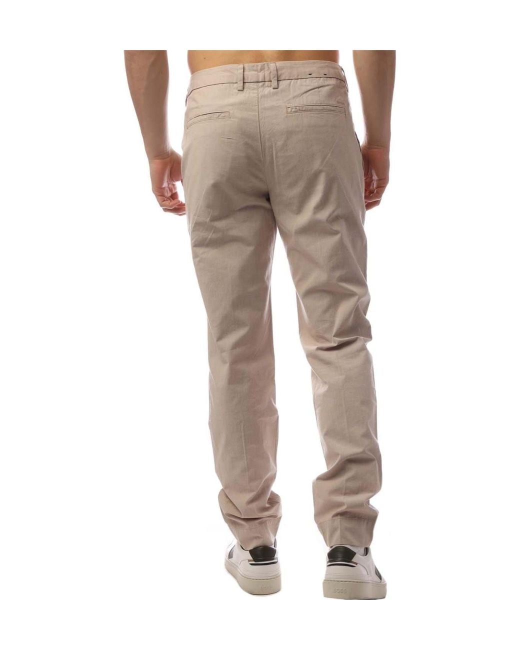 Boss Gray Lightbeige Singlepleat Chino Trousers for men