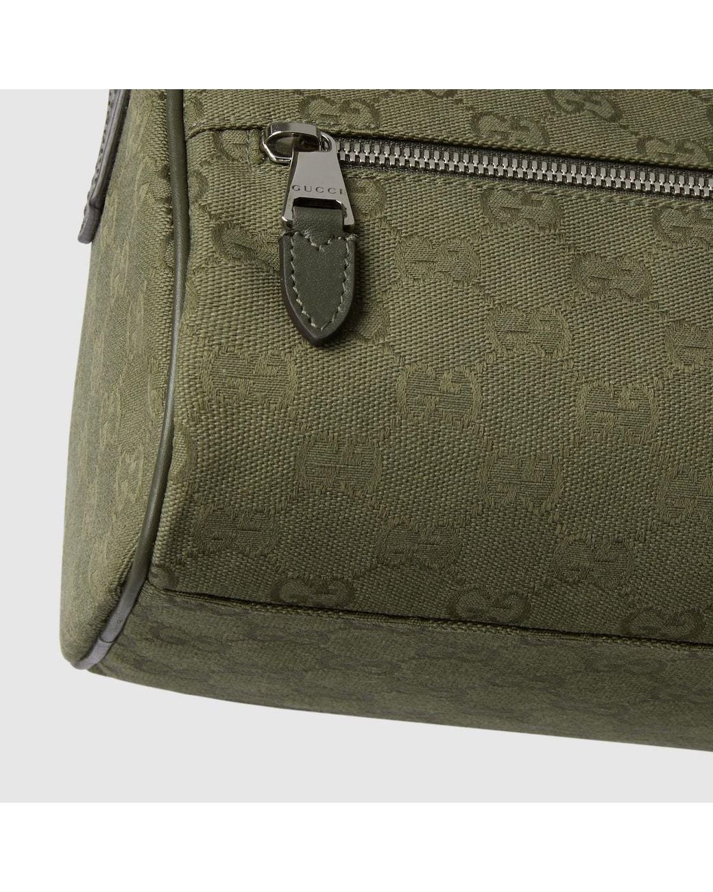 Gucci Green Gg Monogrammed Cylinder Duffle Bag for men