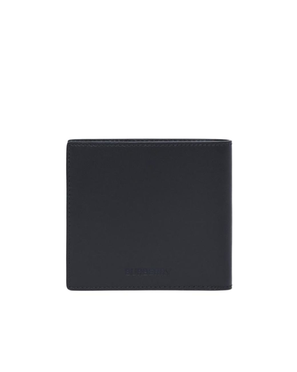 Burberry Black Slogan-Print Leather Bi-Fold Wallet for men