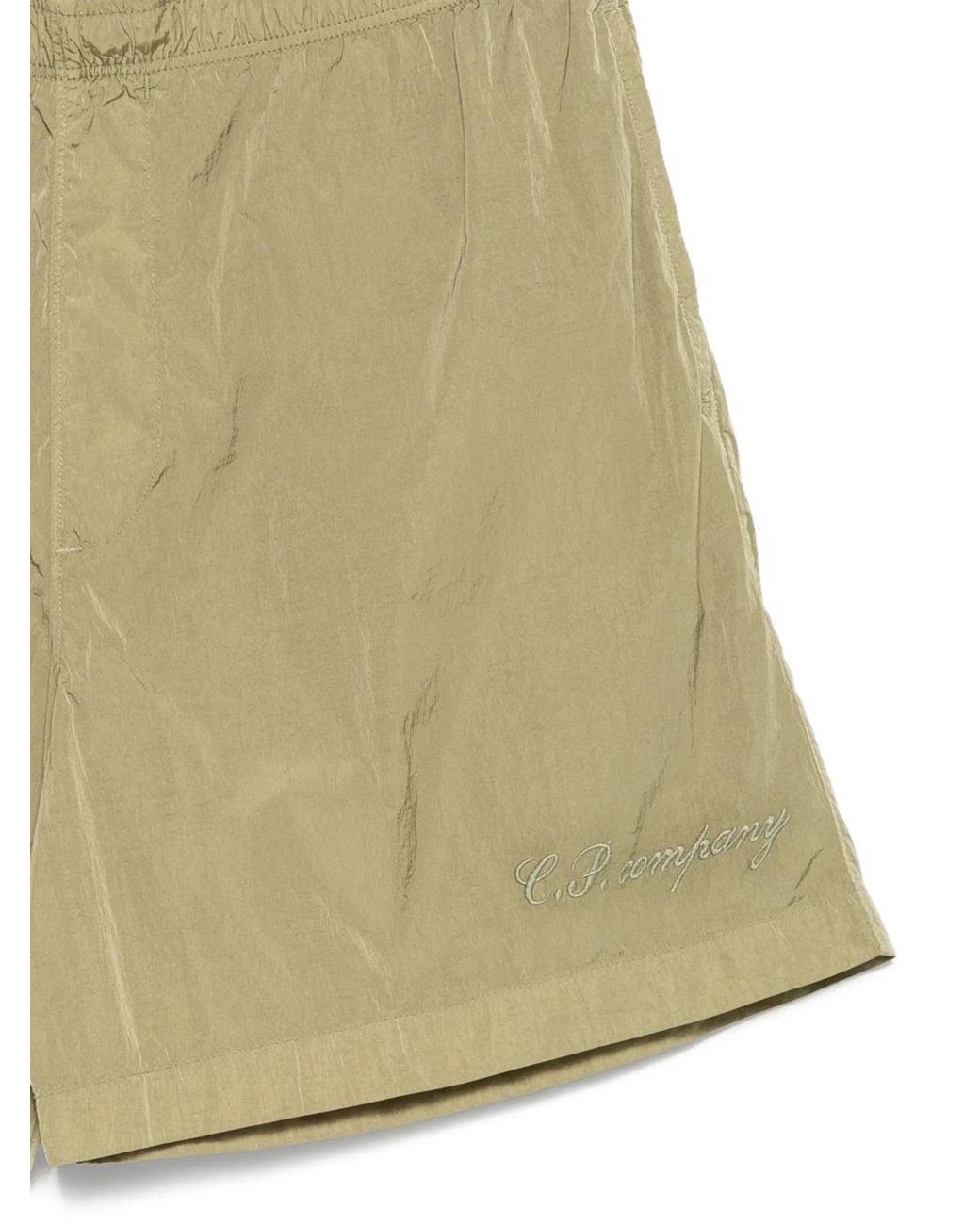 C P Company Natural Logo-Embroidered Swim Shorts for men