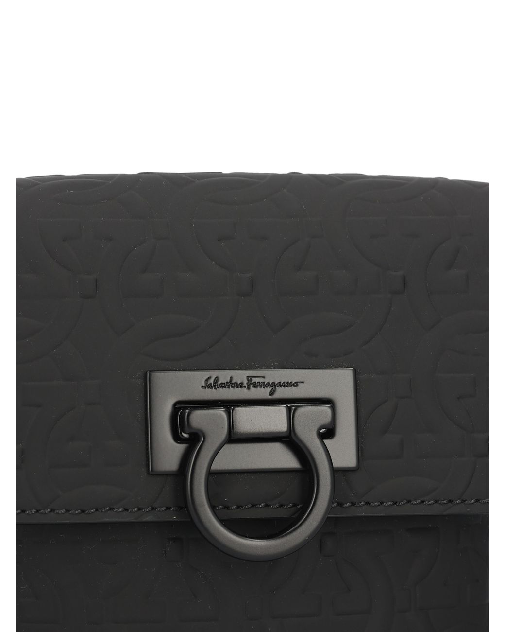 Ferragamo Black Logo Flap Crossbody Bag for men