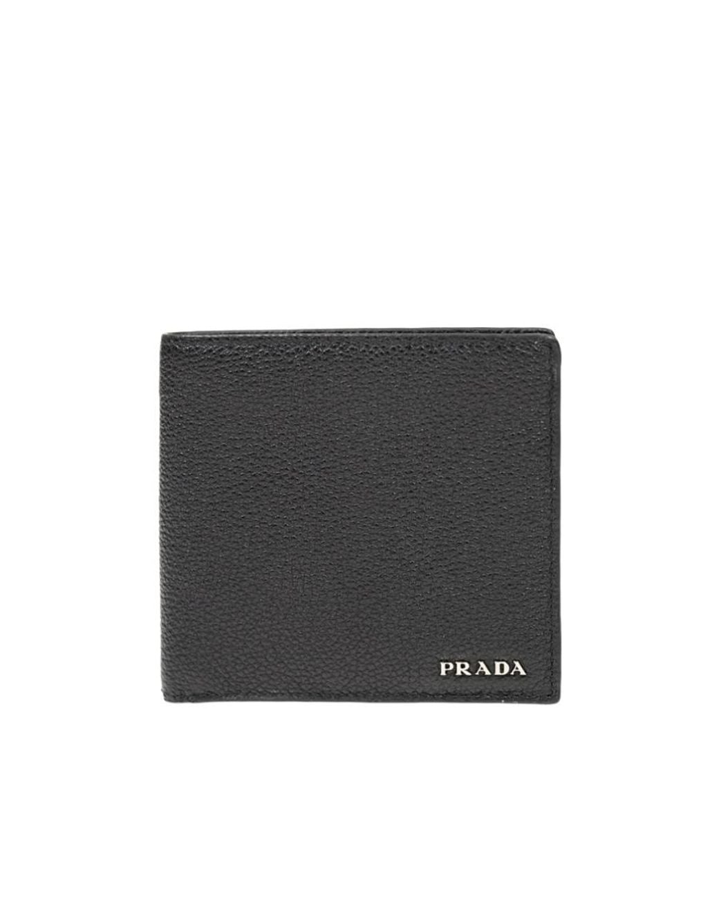 Prada Black Logo Folded Wallet for men