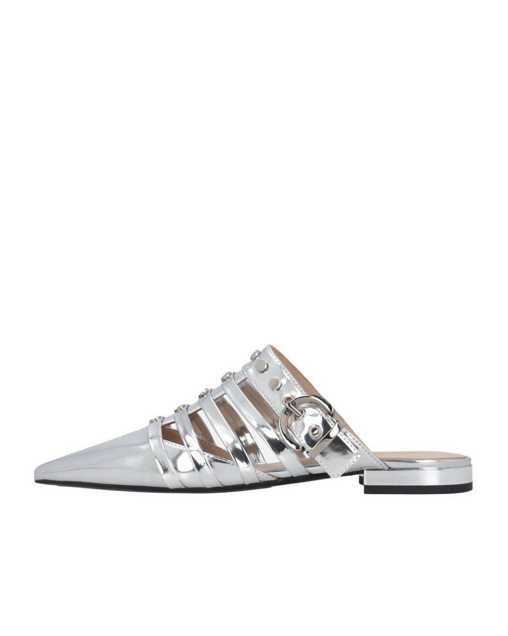Pinko White Leather Mules