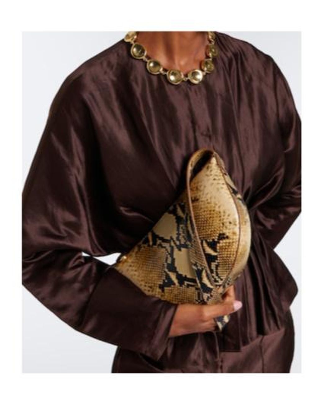 Joseph Metallic Bean Snake-Effect Leather Shoulder Bag