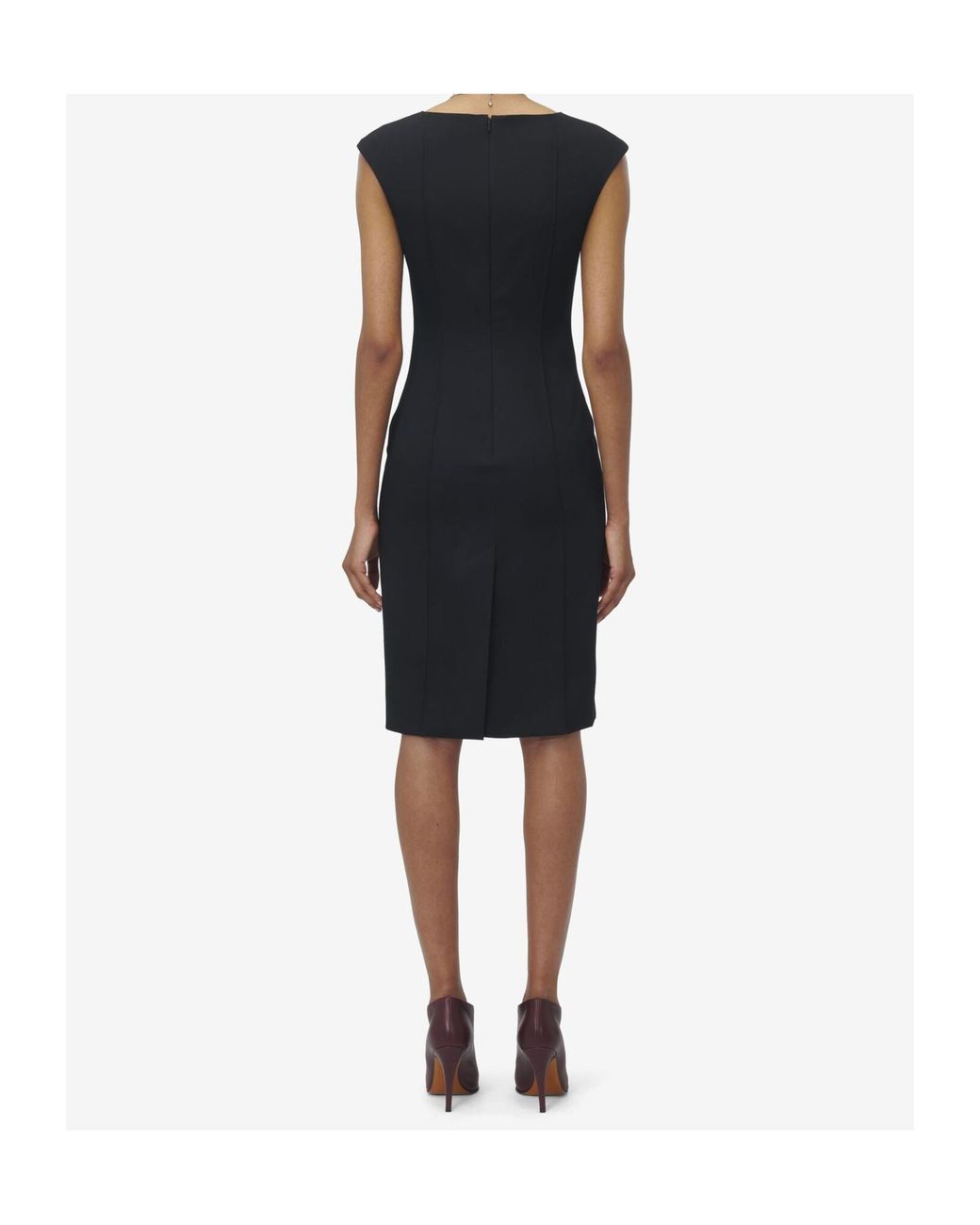 McQueen Black Wool Pencil Mini Dress